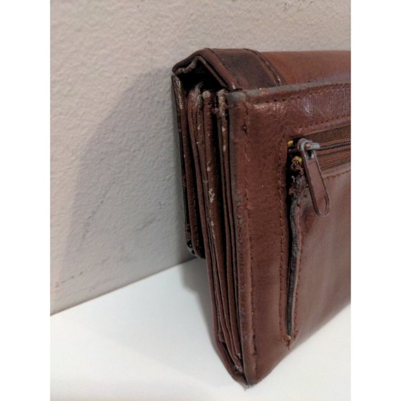 Via Piaggi Wallet Brown Top Grain Faux Leather Large Wallet Card Insert Pockets - Picture 3 of 7